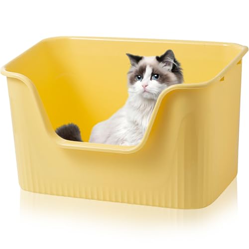 Duscdesp Katzenklo Offen Groß 44x38x22cm, Katzentoilette Hoher Rand Ohne Deckel Katzen Klo Cat Litter Box Spritzwassergeschützt für Große Katzen, Kleine Kätzchen Toilet XXL Toilette, Gelb Duscdesp Katzenklo Offen Groß 44x38x22cm, Katzentoilette Hoher Rand Ohne Deckel Katzen Klo Cat Litter Box Spritzwassergeschützt für Große Katzen, Kleine Kätzchen Toilet XXL Toilette, Gelb von Duscdesp