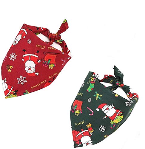 Dusenly 2 Stück Weihnachten Hund Bandana Plaid Lätzchen Schal Santa Claus Bandanas Xmas Rot Grün Dreieck Lätzchen Schals für Hund Weihnachten Kostüm Zubehör von Dusenly