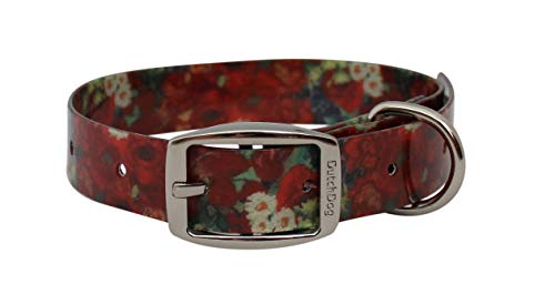 DutchDog Amsterdam Hundehalsband, wasserdicht, Van Gogh, rote Mohnblumen, 40,6–63,5 cm, Rot/Gelb von Dutch Dog Amsterdam