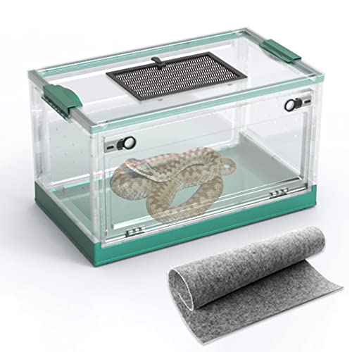 Große Schlangen-Reptilien-Tank-Amphibien, Lebensraumkäfige mit Schiebeabdeckung für Eidechse, Gecko, Frosch, Hamstertiere (55 x 32 x 31 cm) (Graublau) von Dutiplus