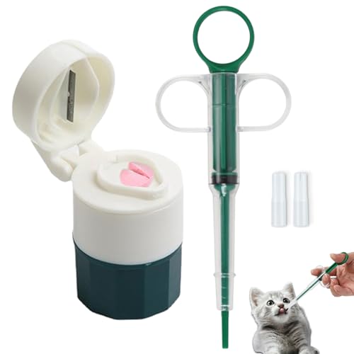 Duuclume 2 Pcs Haustier Pille Shooter.Pill Crusher und Cutter, Haustier Piller Gun für Tabletten, Haustier medizinische Fütterung Spender Soft Tip Spritze für Katzen und Hunde von Duuclume