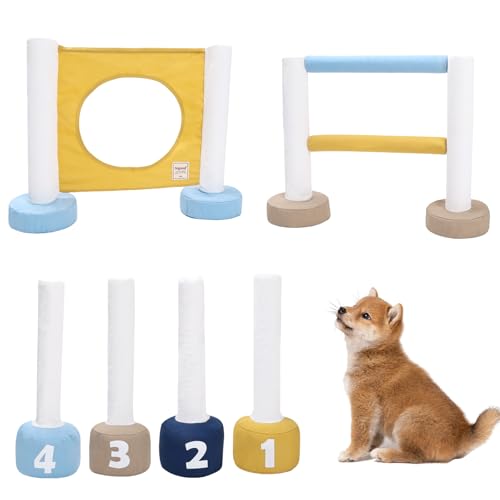 Duuclume Agility-Trainingsgerät-Set für Haustiere, interaktives Laufzaun, 3-in-1-Hundespielzeug, Welpenhindernis-Sprungring-Set für den Innenbereich von Duuclume