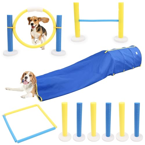 Duuclume Agility-Trainingsgerät-Set für Haustiere, mit stabilem Tunnel, interaktives Hindernis-Sprungring-Set für den Innenbereich von Duuclume