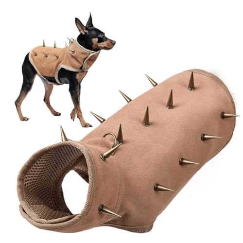 Duuclume Anti-Biss-Sicherheitsweste für Hunde, abnehmbarer Spike-Schutz, Außenmaterial aus echtem Leder, atmungsaktives Netzfutter, verstellbare Passform für kleine Hunde, sichere Befestigung der Duuclume Anti-Biss-Sicherheitsweste für Hunde, abnehmbarer Spike-Schutz, Außenmaterial aus echtem Leder, atmungsaktives Netzfutter, verstellbare Passform für kleine Hunde, sichere Befestigung der von Duuclume