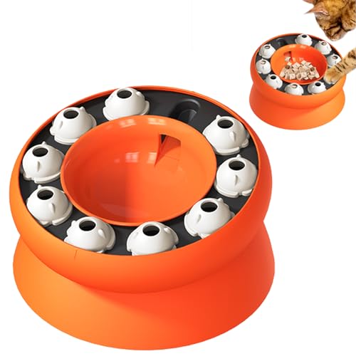 Duuclume Cat Slow Feeder Elevated Bowl für langsam fressende gesunde Ernährung, Katzen Hunde Puzzle Spielzeug Treat Dispenser interaktive für Stimulierung(Orange) von Duuclume