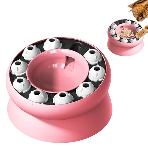 Duuclume Cat Slow Feeder Elevated Bowl für langsam fressende gesunde Ernährung, Katzen Hunde Puzzle Spielzeug Treat Dispenser interaktive für Stimulierung(Rosa) von Duuclume