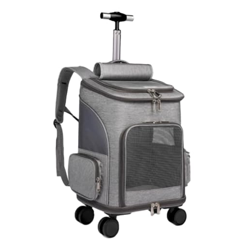 Duuclume Faltbarer Haustier-Tragerucksack mit Rollen, multifunktionale Reisetasche für Hunde und Katzen, atmungsaktives Netz-Design, rollbare Haustier-Tragetasche, umwandelbar zu Rucksack und Koffer von Duuclume