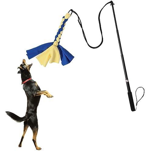 Duuclume Flirt Pole für Hunde, interaktives Hundespielzeug für kleine, mittelgroße und große Hunde, Jagd und Tauziehen, erweiterter Teaser Zauberstab mit Köderseil, Spielzeug für Outdoor-Aktivitäten von Duuclume