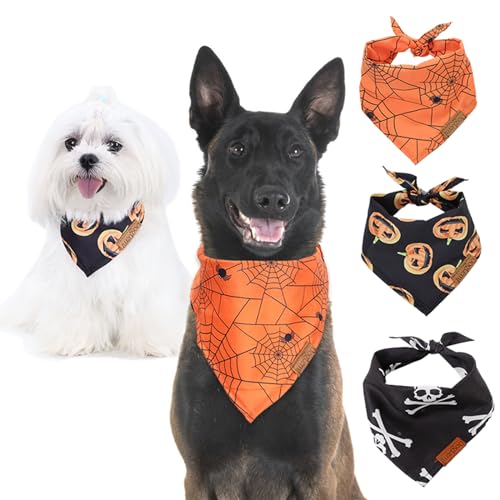Duuclume Halloween-Halstücher für Haustiere, dreieckig, wendbar, waschbar, verstellbar, für Hunde und Katzen, Größe L, 3 Stück Duuclume Halloween-Halstücher für Haustiere, dreieckig, wendbar, waschbar, verstellbar, für Hunde und Katzen, Größe L, 3 Stück von Duuclume