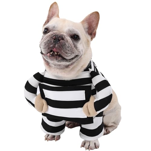 Duuclume Halloween-Hunde-Häftlingskostüm, niedliches lustiges Cosplay-Kostüm für kleine bis große Hunde, Kleidung für Urlaubsparty (Größe XL) von Duuclume