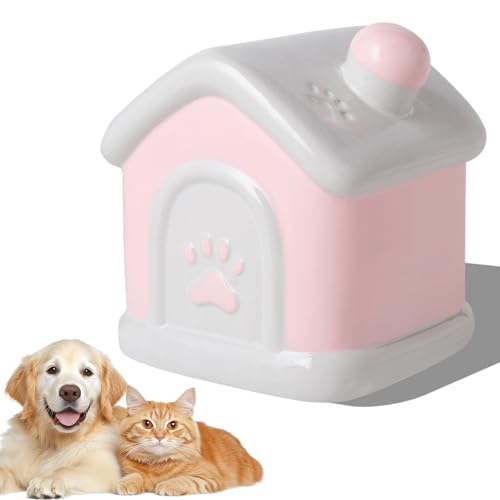 Duuclume Handgefertigte Haustierurnen für Asche, dekorative Keramik-Beerdigungsbox, niedliche Gedenkhausform, Andenken für Katzen, Hunde, Einäscherungsurne für kleine Tiere (Rosa) von Duuclume