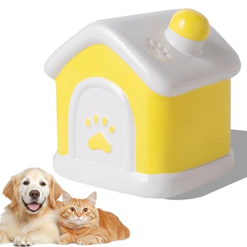 Duuclume Handgefertigte Haustierurnen für Asche, dekorative Keramik-Beerdigungsbox, niedliche Gedenkhausform, Andenken für Katzen, Hunde, Einäscherungsurne für kleine Tiere (gelb) von Duuclume