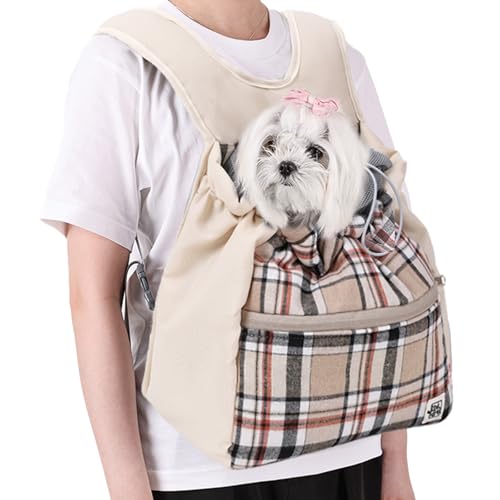 Duuclume Haustier-Tragerucksack, Welpen-Front-Brusttrage für kleine, mittelgroße Hunde und Katzen, verstellbar, belüftet, Netzstoff, Reiserucksack für Wandern, Camping (Khaki) von Duuclume