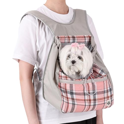 Duuclume Haustier-Tragerucksack, Welpen-Front-Brusttrage für kleine, mittelgroße Hunde und Katzen, verstellbar, belüftet, Netzstoff, Reiserucksack für Wandern, Camping (Rosa) von Duuclume