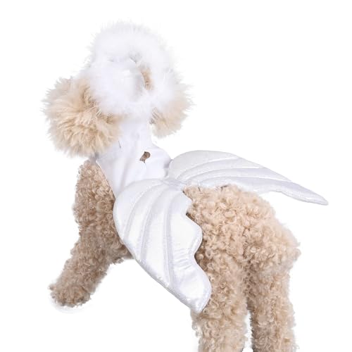 Duuclume Haustierkostüm, Hunde-Halloween-Kostüm, Haustier-Engelsflügel mit Stirnband, Halloween, Weihnachten, Neujahr, Verkleidungsparty, weißer Engel, Cosplay-Kostüme mit Loch für die Leine für Duuclume Haustierkostüm, Hunde-Halloween-Kostüm, Haustier-Engelsflügel mit Stirnband, Halloween, Weihnachten, Neujahr, Verkleidungsparty, weißer Engel, Cosplay-Kostüme mit Loch für die Leine für von Duuclume