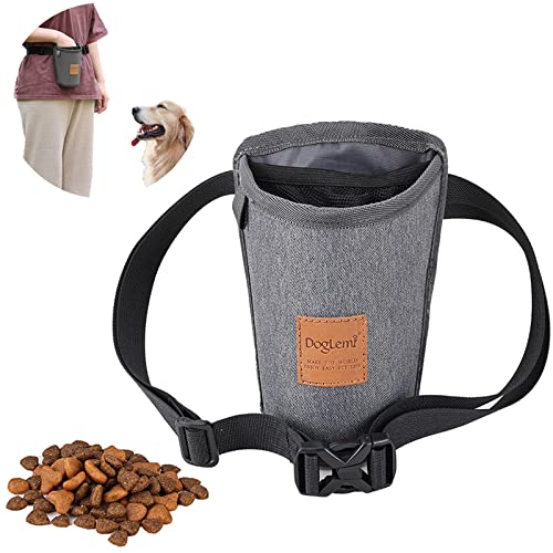 Duuclume Hunde-Leckerli-Trainingsbeutel 3 Arten zu tragen Elastisches auslaufsicheres Futter-Netz-Design Eingebauter Kotbeutel-Spender Verstellbare multifunktionale Schulter/Taillen Tasche（Grau） von Duuclume