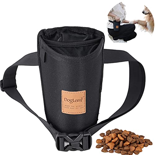 Duuclume Hunde-Leckerli-Trainingsbeutel 3 Arten zu tragen Elastisches auslaufsicheres Futter-Netz-Design Eingebauter Kotbeutel-Spender Verstellbare multifunktionale Schulter/Taillen Tasche（Schwarz） von Duuclume