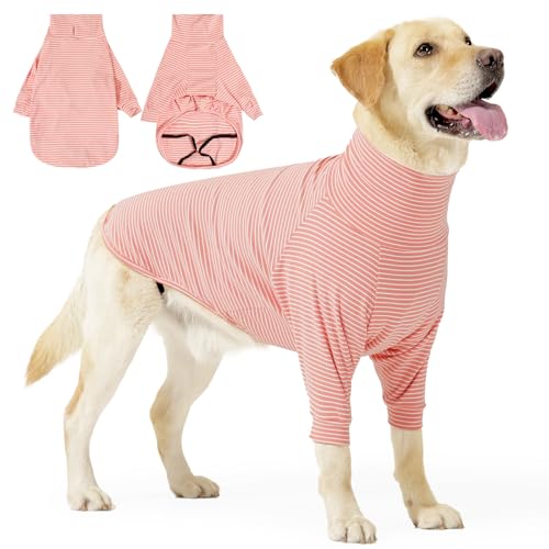 Duuclume Hunde-Pyjama-Overall für mehrere Hunderassen, zweibeinige Haustierkleidung mit Zugang zur Leine, warmer und gemütlicher Einteiler (Rosa-Weiß, XS) von Duuclume