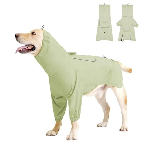 Duuclume Hunde-Regenmantel mit Kapuze, wasserdicht, winddicht, verstellbar, mit Loch für die Leine und reflektierenden Trägern, leichte Welpen-Regenjacke für kleine bis große Hunde, Grün, Größe XL von Duuclume