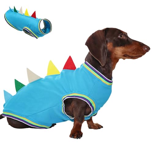 Duuclume Hunde-Shirts, Dinosaurier-Weste, geeignet für Dackel mit langem Körper, bequeme Outdoor-Haustierkleidung, vierbeinige Kleidung, Hundebekleidung (Blau, M) von Duuclume