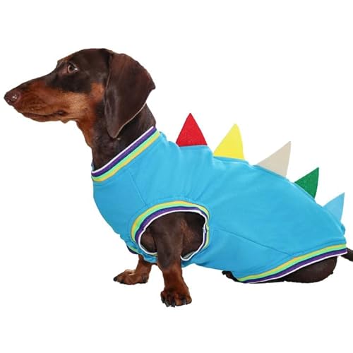 Duuclume Hunde-Shirts, Dinosaurier-Weste, geeignet für Dackel mit langem Körper, bequeme Outdoor-Haustierkleidung, vierbeinige Kleidung, Hundebekleidung (Blau, S) von Duuclume