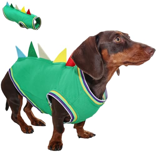 Duuclume Hunde-Shirts, Dinosaurier-Weste, geeignet für Dackel mit langem Körper, bequeme Outdoor-Haustierkleidung, vierbeinige Kleidung, Hundebekleidung (Grün, M) von Duuclume