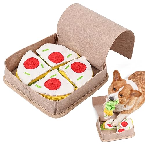 Duuclume Hundebox Pizza Schnüffelmatte Box Geist stimulierende Pad Durable Plüsch Puzzle Spielzeug zur Linderung von Langeweile und Stress Verstecken Langsamer Feeder für Förderung der Natur von Duuclume