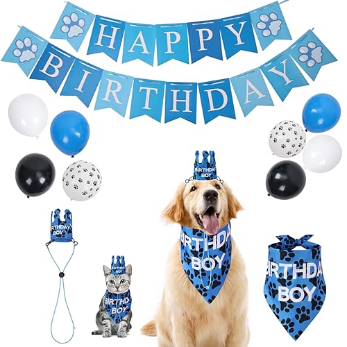 Duuclume Hundegeburtstags-Partyzubehör für Jungen & Mädchen – Hundegeburtstagskrone Dreieckstuch Bandana Schal für alle Rassen – Welpengeburtstagsdekorationen, Flaggen, Luftballons und niedliches Duuclume Hundegeburtstags-Partyzubehör für Jungen & Mädchen – Hundegeburtstagskrone Dreieckstuch Bandana Schal für alle Rassen – Welpengeburtstagsdekorationen, Flaggen, Luftballons und niedliches von Duuclume