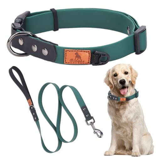 Duuclume Hundehalsband und Leine, wasserdicht, verstellbar, PVC, Welpenhalsbänder für kleine, mittelgroße und große Hunde, langlebig, weich, 1,5 m Schnellverschluss-Schnalle, Hundeleine (Grün, S) Duuclume Hundehalsband und Leine, wasserdicht, verstellbar, PVC, Welpenhalsbänder für kleine, mittelgroße und große Hunde, langlebig, weich, 1,5 m Schnellverschluss-Schnalle, Hundeleine (Grün, S) von Duuclume