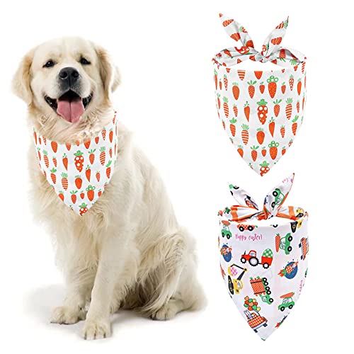 Duuclume Hundehalstücher für Ostern, Karotten, wendbar, Dreiecke, Mädchen und Jungen, weiche Baumwolle, verstellbar, waschbar, für kleine, mittelgroße und große Hunde, 2 Stück Duuclume Hundehalstücher für Ostern, Karotten, wendbar, Dreiecke, Mädchen und Jungen, weiche Baumwolle, verstellbar, waschbar, für kleine, mittelgroße und große Hunde, 2 Stück von Duuclume