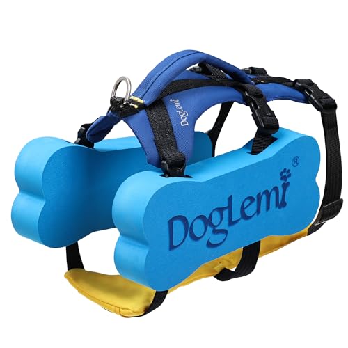 Duuclume Hundeschwimmweste, verstellbare 2-in-1 Schwimm- und Laufweste, Rettungsweste mit hohem Auftrieb und Tragegriff, reflektierende Streifen und D-Ring für Leine, für kleine bis große Hunde (L) von Duuclume