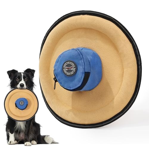 Duuclume Hundespielzeug in Hutform, fliegende Scheibe, Segeltuch, Apportieren und Apportieren, Hundespielzeug mit Snack-Tasche, interaktives verstecktes Leckerli-Spielzeug für Spielen und Training Duuclume Hundespielzeug in Hutform, fliegende Scheibe, Segeltuch, Apportieren und Apportieren, Hundespielzeug mit Snack-Tasche, interaktives verstecktes Leckerli-Spielzeug für Spielen und Training von Duuclume