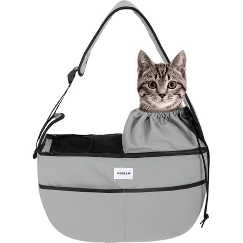 Duuclume Hundetasche, freihändige Haustier-Tragetasche, verstellbarer Schultergurt mit Reißverschlusstasche, Vordertasche, Reisetasche für Welpen, Katzen (bis zu 6 kg) (Grau) von Duuclume