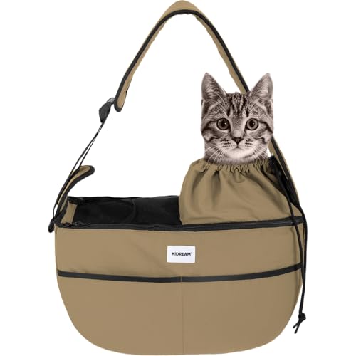 Duuclume Hundetasche, freihändige Haustier-Tragetasche, verstellbarer Schultergurt mit Reißverschlusstasche, Vordertasche, Reisetasche für Welpen, Katzen (bis zu 6 kg) (braun) von Duuclume