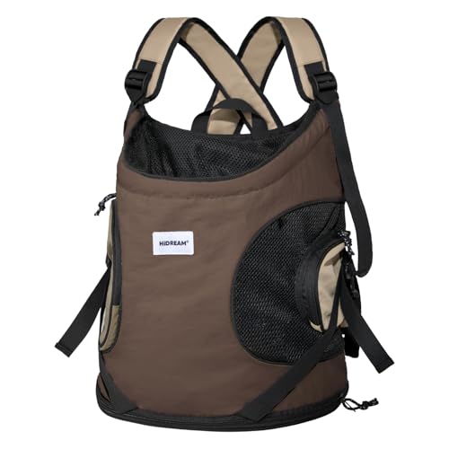Duuclume Hundetragerucksack, verstellbare Brusttragetasche für Hunde und Katzen, bequemer Canvas- und Netz-Rucksack, geeignet für 0-8,4 kg, Welpen, Katzen, Reisen, Wandern, Camping (Kakaobraun) von Duuclume