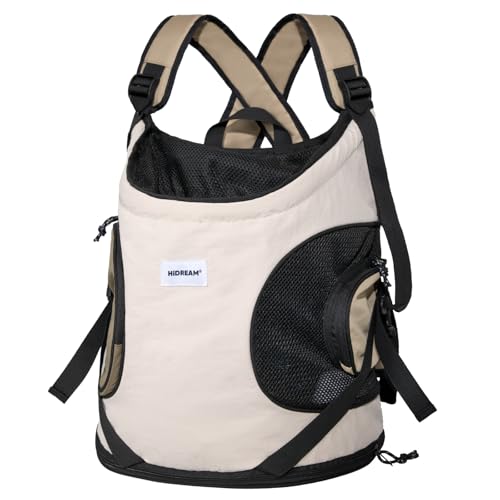 Duuclume Hundetragerucksack, verstellbare Brusttragetasche für Hunde und Katzen, bequemer Canvas- und Netz-Rucksack, geeignet für bis zu 8,6 kg, Welpen, Katzen, Reisen, Wandern, Camping (braun) von Duuclume