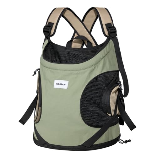 Duuclume Hundetragerucksack, verstellbare Brusttragetasche für Hunde und Katzen, bequemer Canvas- und Netz-Rucksack, geeignet für bis zu 8,6 kg, Welpen, Katzen, Reisen, Wandern, Camping (grün) von Duuclume