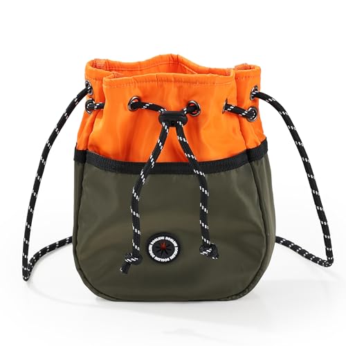 Duuclume Hundetrainingstasche für Hunde, wasserdicht, mit verstellbarem Kordelzug und Kotbeutelspender, freihändige Belohnungshalter, Hundetrainingstasche (Orange und Grün) von Duuclume