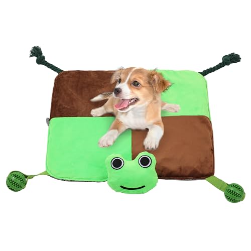 Duuclume Interaktive Hundematte mit Quietschkopf & Knistergeräusch, multifunktionale rutschfeste Haustier-Spielmatte mit Kauspielzeug für kleine mittelgroße Hunde (Grün) von Duuclume