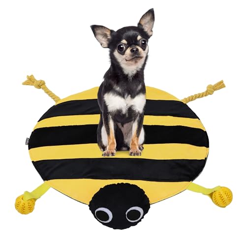 Duuclume Interaktive Hundematte mit Quietschkopf & Knistergeräusch, multifunktionale rutschfeste Haustierspielmatte mit Kauspielzeug für kleine mittelgroße Hunde (Gelb) von Duuclume