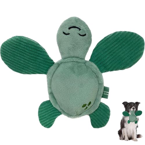 Duuclume Interaktives quietschendes Hundespielzeug mit Knisterpapier, Plüsch, gefülltes Kauspielzeug für Welpen, Kauspielzeug für aggressive Kauer, kleine, mittelgroße Hunde (Schildkröte) von Duuclume