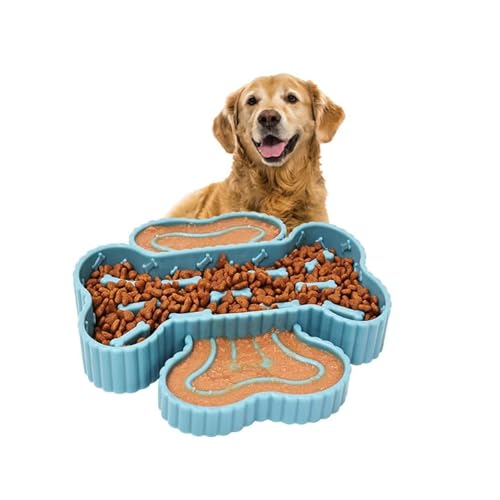 Duuclume Langsamer Futternapf für Hunde mit Saugfuß, Anti-Würge-Knochen-Design für Trocken-/Nassfutter, rutschfeste Tiernahrung, Puzzle-Schale für kleine bis große Hunde, Katzen (blau) von Duuclume