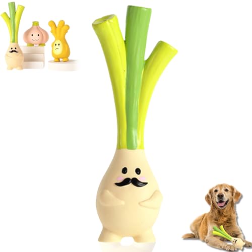 Duuclume Latex Hundespielzeug für Zahnen, Squeaky Gemüse Fetch Ball Spielzeug für interaktives Spiel, Soft Kau Hund Spielzeug für Haustiere Welpe Kleiner mittlerer großer Hund (grüne Zwiebel) von Duuclume