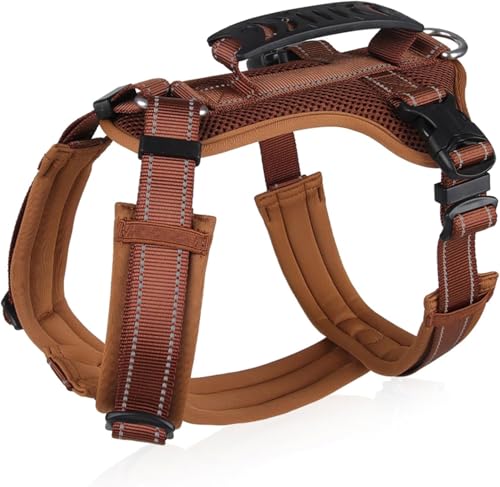Duuclume No-Pull Hundegeschirr, ausbruchsicher, reflektierend, Hundegeschirr mit Griff, bequeme Hundeweste mit gepolstertem Stoff, verstellbare Geschirre für Gehen, Laufen, Training, Outdoor (Braun, Duuclume No-Pull Hundegeschirr, ausbruchsicher, reflektierend, Hundegeschirr mit Griff, bequeme Hundeweste mit gepolstertem Stoff, verstellbare Geschirre für Gehen, Laufen, Training, Outdoor (Braun, von Duuclume