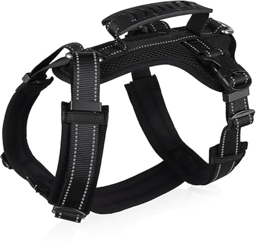 Duuclume No-Pull Hundegeschirr, ausbruchsicher, reflektierend, Hundegeschirr mit Griff, bequeme Hundeweste mit gepolstertem Stoff, verstellbare Geschirre für Gehen, Laufen, Training, Outdoor (Schwarz, Duuclume No-Pull Hundegeschirr, ausbruchsicher, reflektierend, Hundegeschirr mit Griff, bequeme Hundeweste mit gepolstertem Stoff, verstellbare Geschirre für Gehen, Laufen, Training, Outdoor (Schwarz, von Duuclume