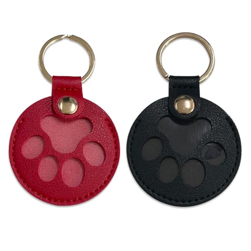 Duuclume Personalisierte Aufbewahrungsbox für Tierhaare für Hunde, Tierhaar-Aufbewahrungstasche, Fell-Schlüsselanhänger für Haustiere, Gedenkgeschenk für Hunde Katzen, Pfotenform, (Black & Red Paw) von Duuclume