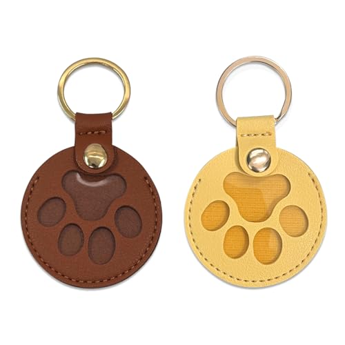 Duuclume Personalisierte Aufbewahrungsbox für Tierhaare für Hunde, Tierhaar-Aufbewahrungstasche, Pelz, Gedenk-Schlüsselanhänger für Haustiere, Hunde- und Katzenpfotenform, Leder-Schlüsselanhänger von Duuclume