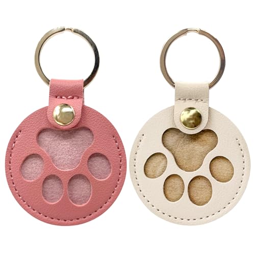 Duuclume Personalisierte Aufbewahrungsbox für Tierhaare für Hunde, Tierhaar-Aufbewahrungstasche, Pelz, Gedenk-Schlüsselanhänger für Haustiere, Hunde- und Katzenpfotenform, Leder-Schlüsselanhänger in von Duuclume