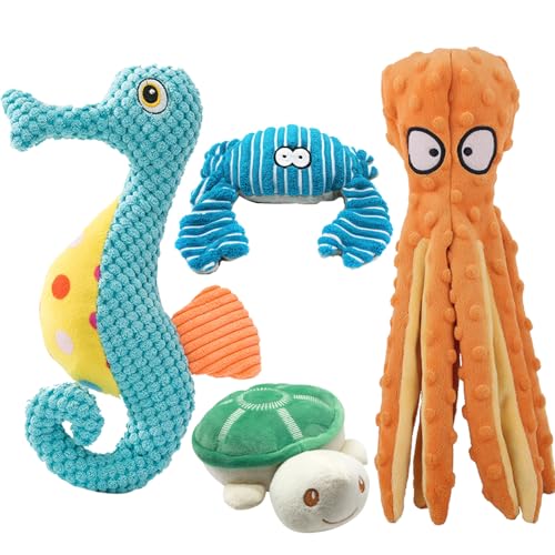 Duuclume Quietschendes Hunde-Puzzle-Spielzeug, Ozean-Tier-Serie, Kauspielzeug, interaktives Plüsch-Hundespielzeug, Oktopus-Tug of War Spielzeug für kleine, mittelgroße und große Hunde, 4 Stück Duuclume Quietschendes Hunde-Puzzle-Spielzeug, Ozean-Tier-Serie, Kauspielzeug, interaktives Plüsch-Hundespielzeug, Oktopus-Tug of War Spielzeug für kleine, mittelgroße und große Hunde, 4 Stück von Duuclume