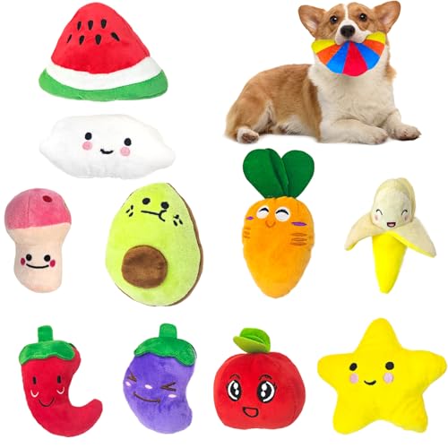 Duuclume Quietschendes Plüsch-Hundespielzeug, niedliches Obst- und Gemüse-Kauspielzeug, weiches Haustierspielzeug zur Zahnreinigung, interaktives Hundespielzeug für kleine und mittelgroße Hunde, um Duuclume Quietschendes Plüsch-Hundespielzeug, niedliches Obst- und Gemüse-Kauspielzeug, weiches Haustierspielzeug zur Zahnreinigung, interaktives Hundespielzeug für kleine und mittelgroße Hunde, um von Duuclume